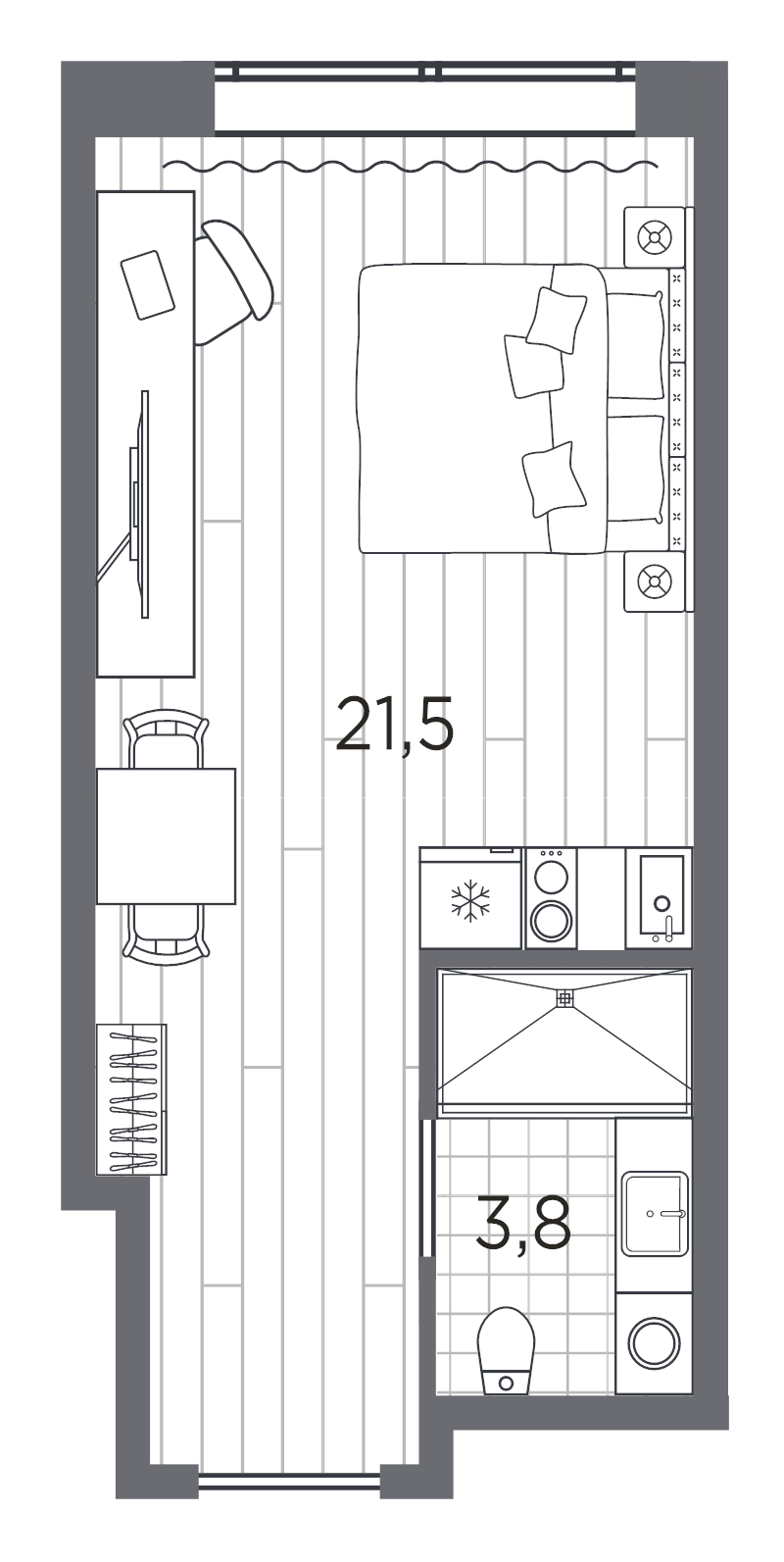 Студия 25,3 м²