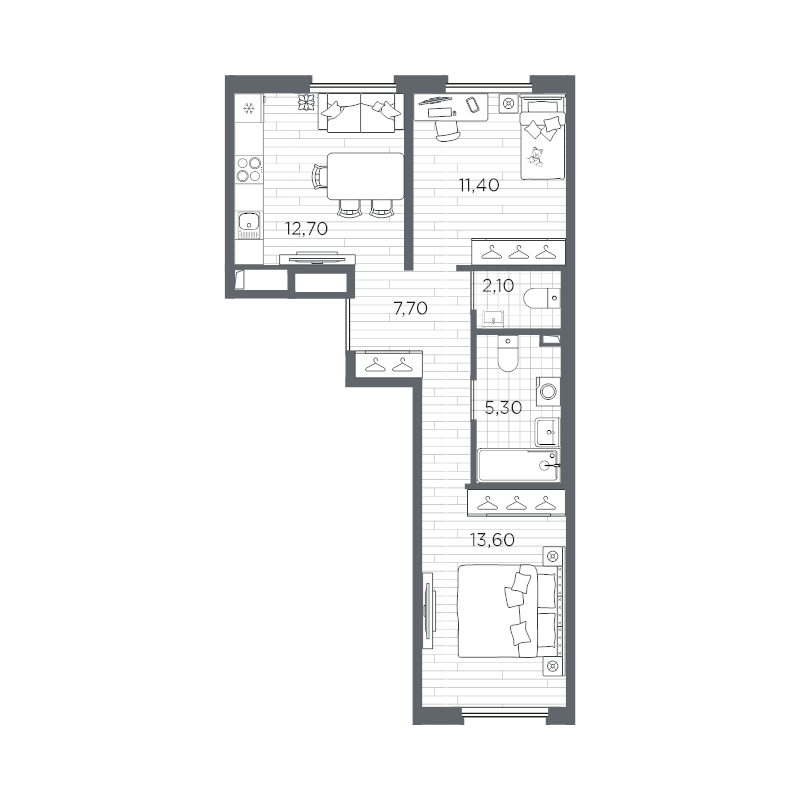 2 ккв 52,8 м²