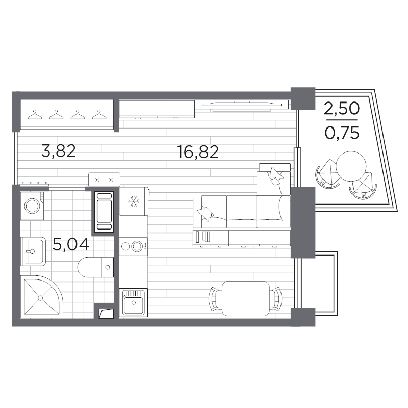 Студия 26,4 м²