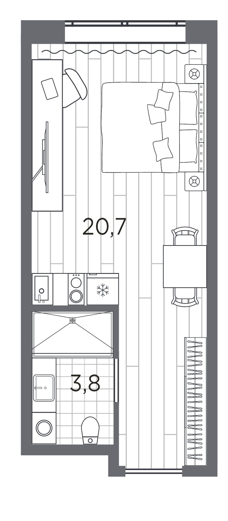 Студия 24,5 м²