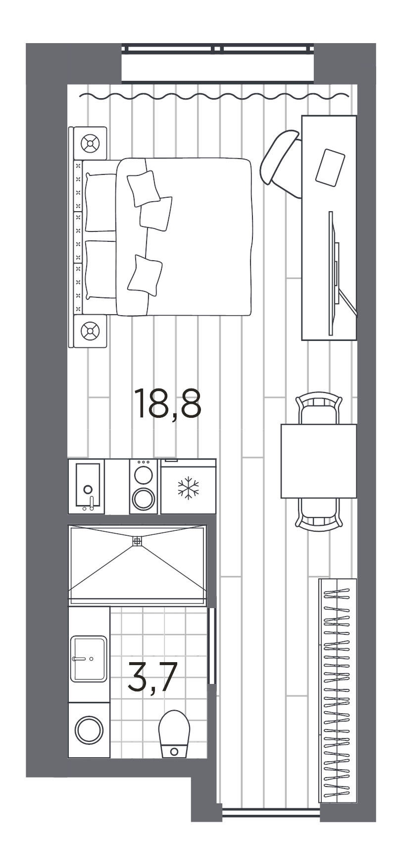 Студия 22,6 м²