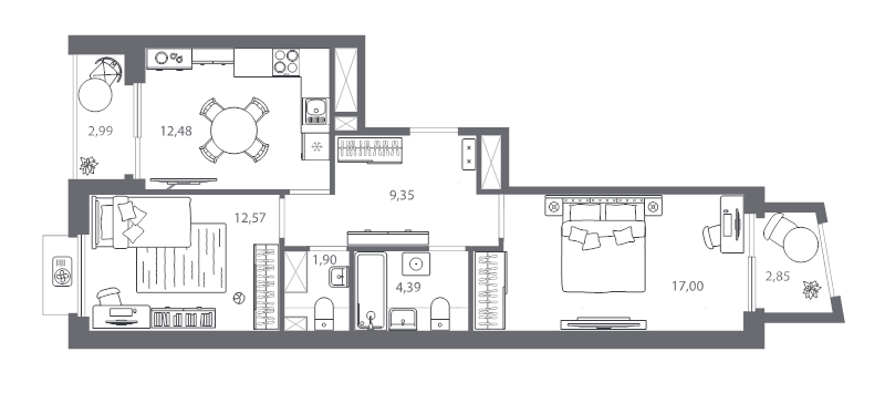 2 ккв 60,1 м²