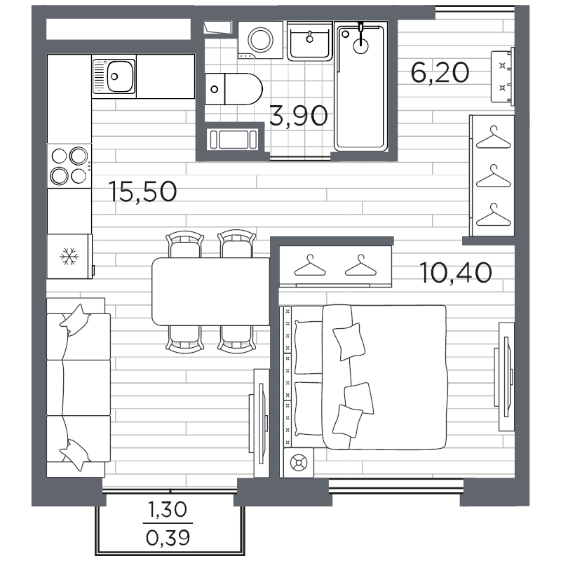 2 ккв (Евро) 36,4 м²