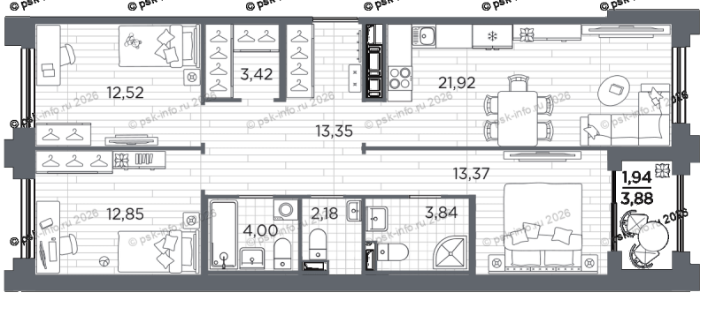 4 ккв (Евро) 89,4 м²