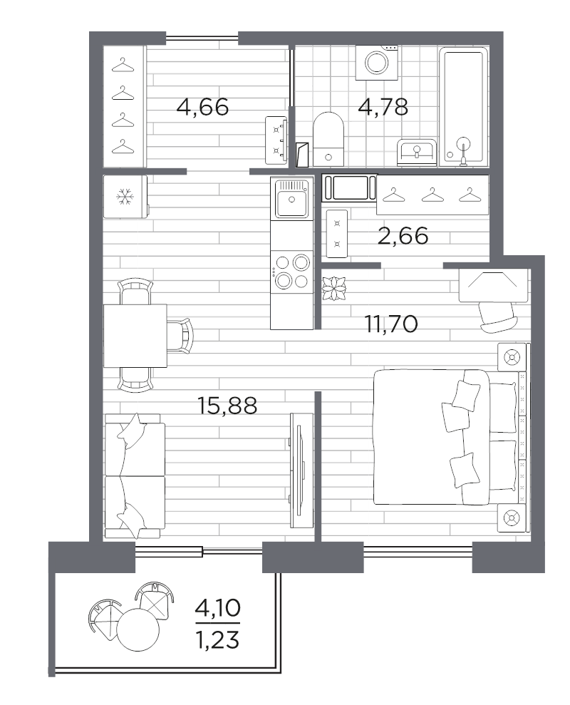 2 ккв (Евро) 40,9 м²