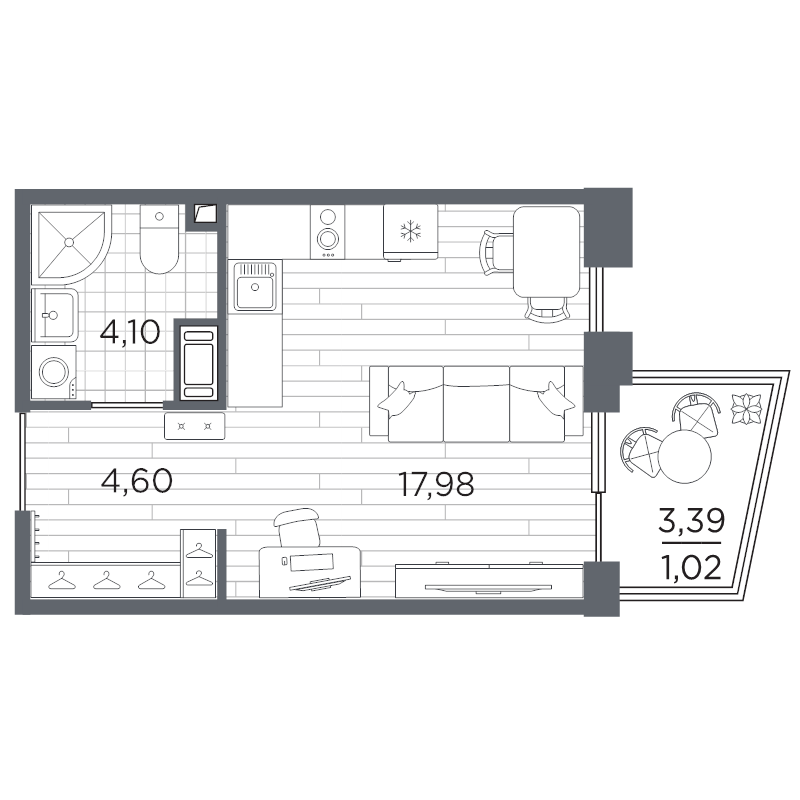 Студия 27,7 м²