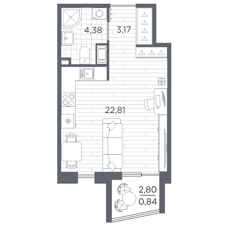 Студия 31,2 м²