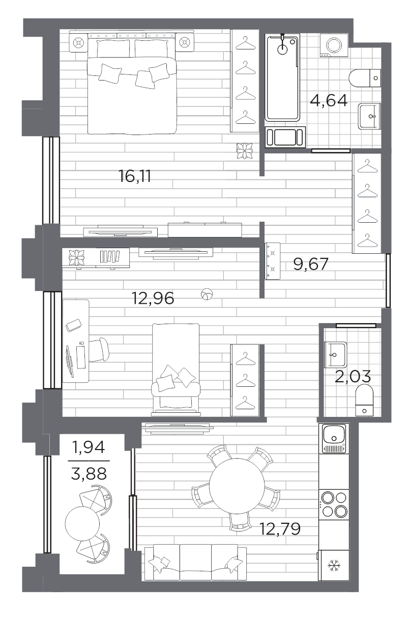 2 ккв 60,1 м²