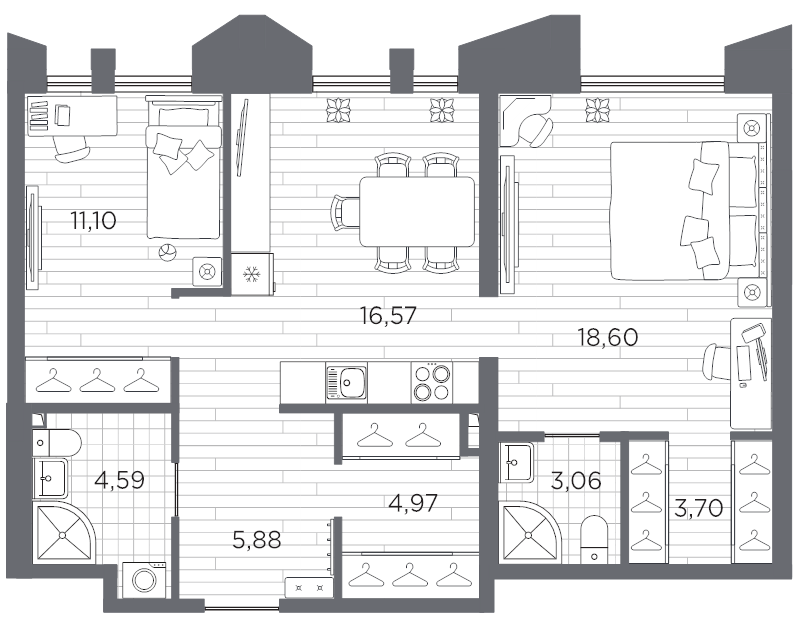 3 ккв (Евро) 68,5 м²
