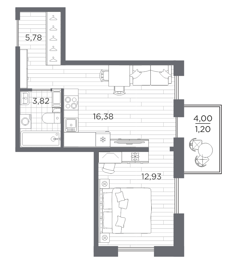 2 ккв (Евро) 40,1 м²