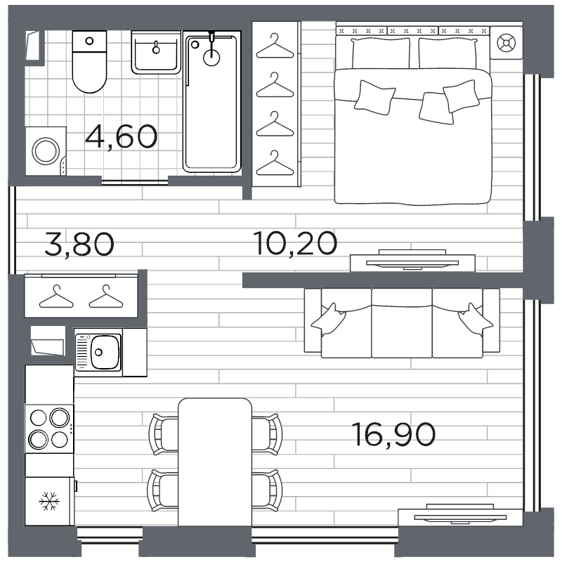 2 ккв (Евро) 36 м²