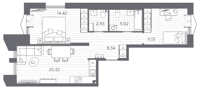 3 ккв (Евро) 62,2 м²