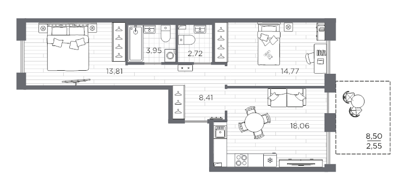 3 ккв (Евро) 64,3 м²
