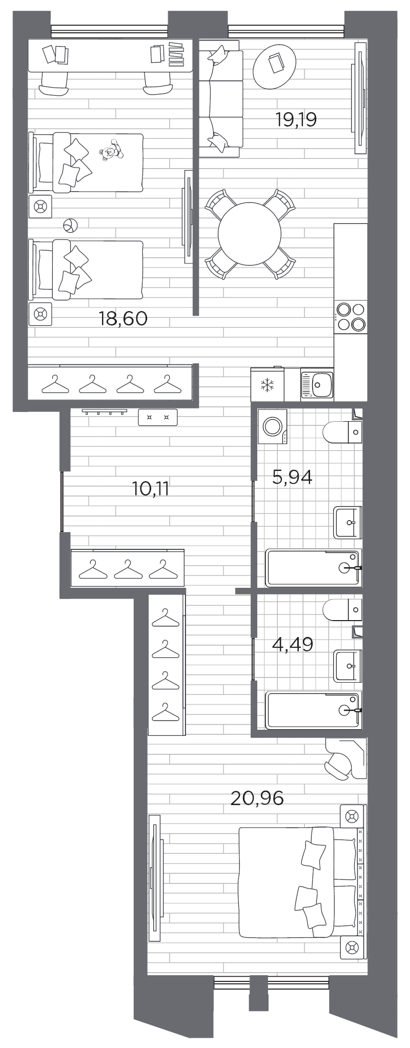 3 ккв (Евро) 79,3 м²