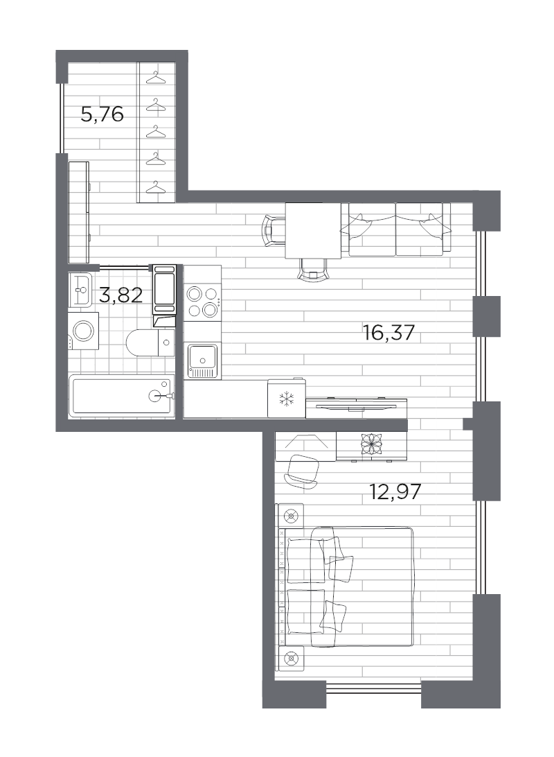 2 ккв (Евро) 38,9 м²