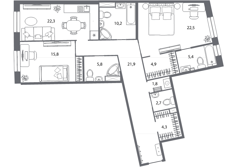3 ккв (Евро) 117,6 м²