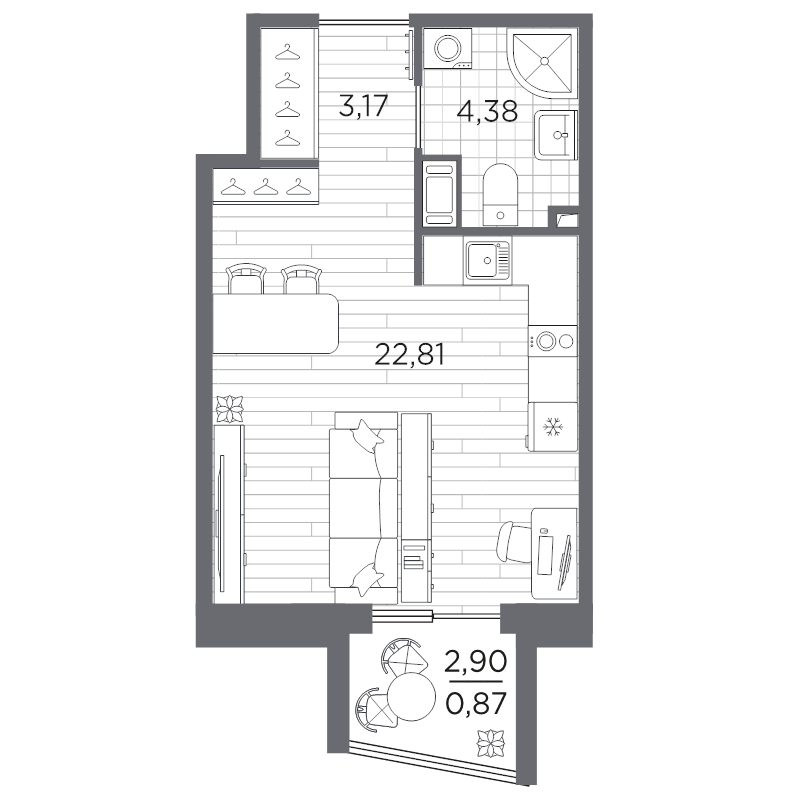 Студия 31,2 м²