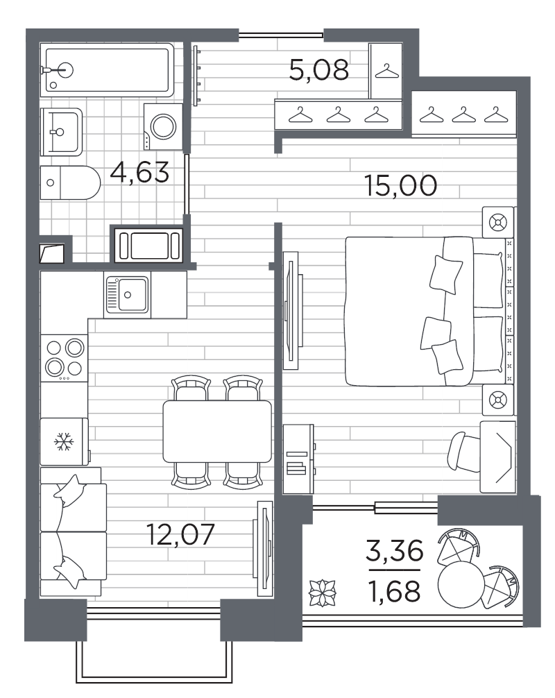 1 ккв 38,5 м²
