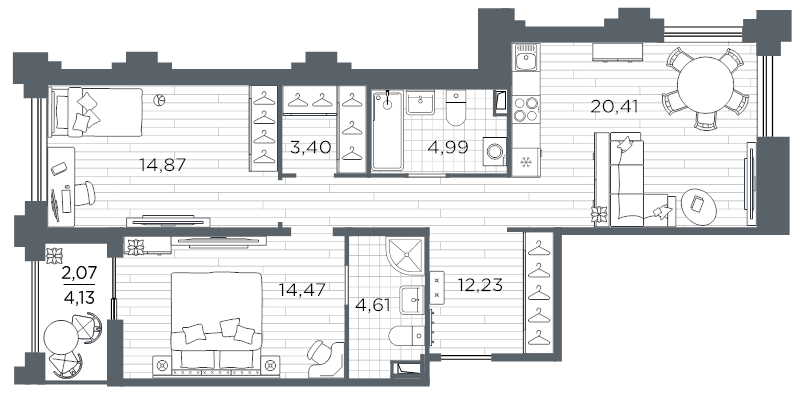 3 ккв (Евро) 77,1 м²