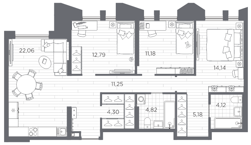 4 ккв (Евро) 89,8 м²