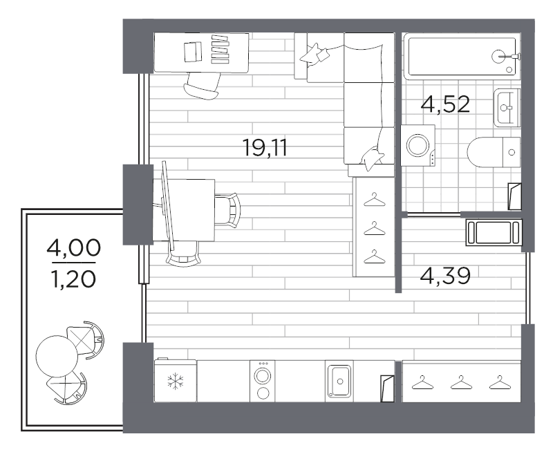 Студия 29,2 м²