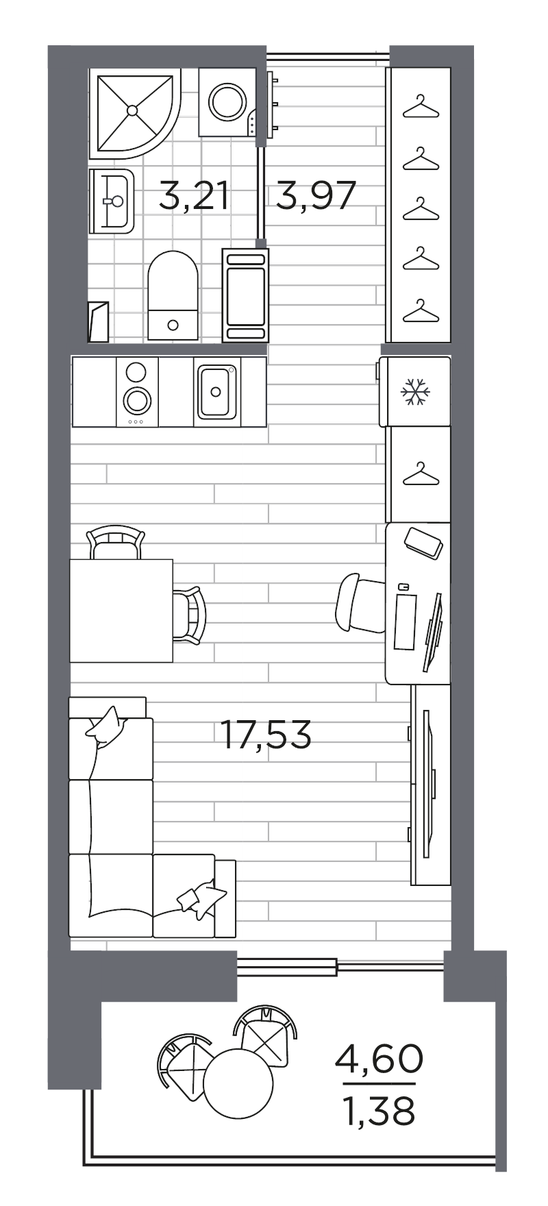 Студия 26,1 м²