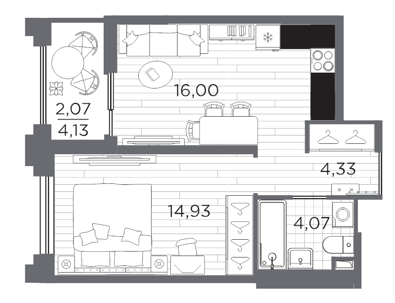 2 ккв (Евро) 41,4 м²