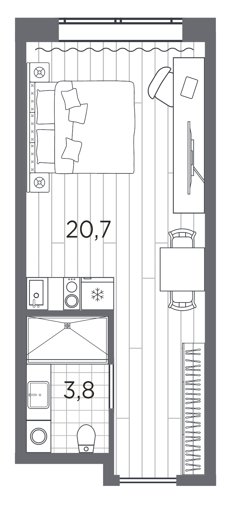 Студия 24,5 м²