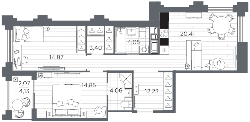 3 ккв (Евро) 75,9 м²