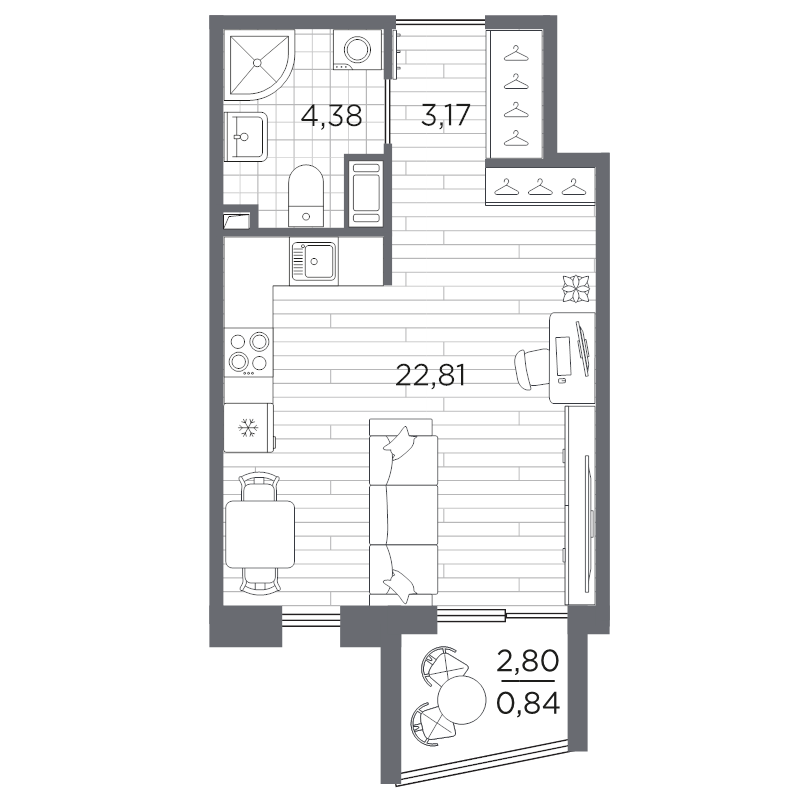 Студия 31,2 м²