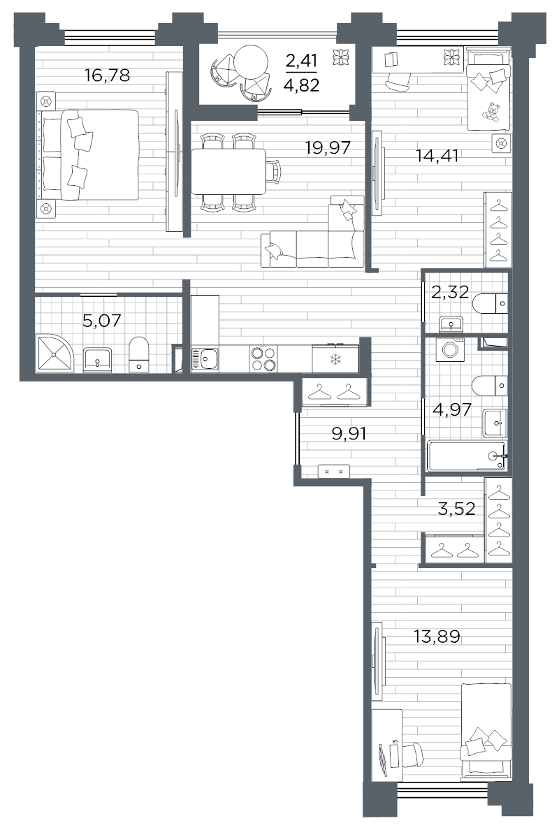 4 ккв (Евро) 93,3 м²
