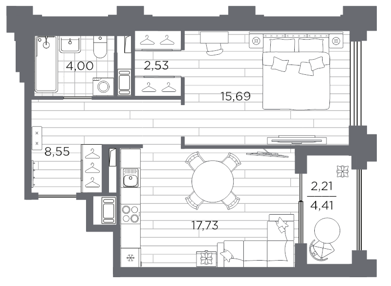 2 ккв (Евро) 50,7 м²