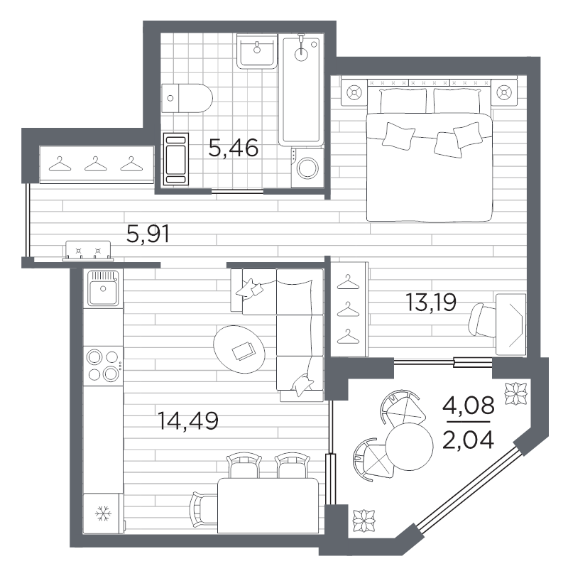 1 ккв 41,1 м²