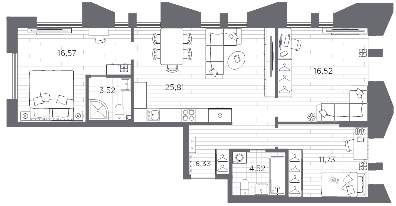 4 ккв (Евро) 85 м²