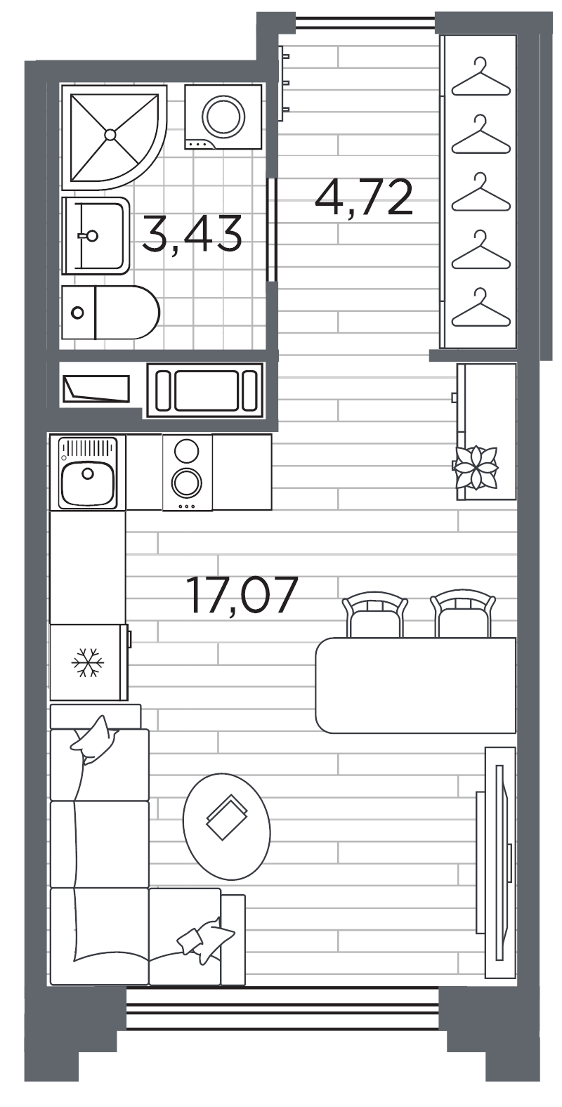 Студия 25,2 м²