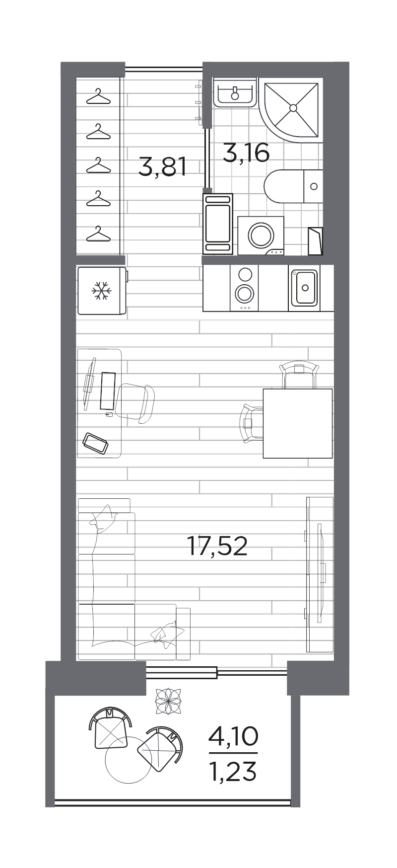 Студия 25,7 м²