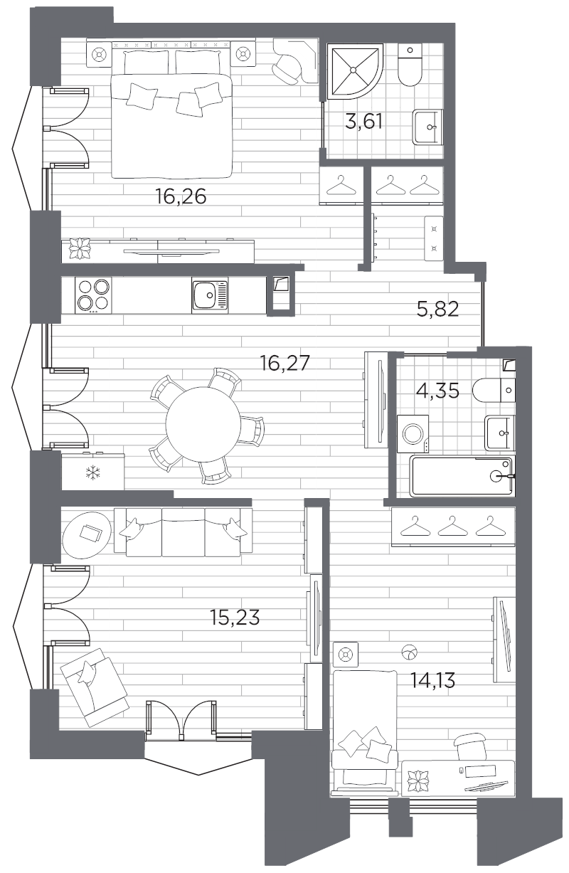 4 ккв (Евро) 75,7 м²