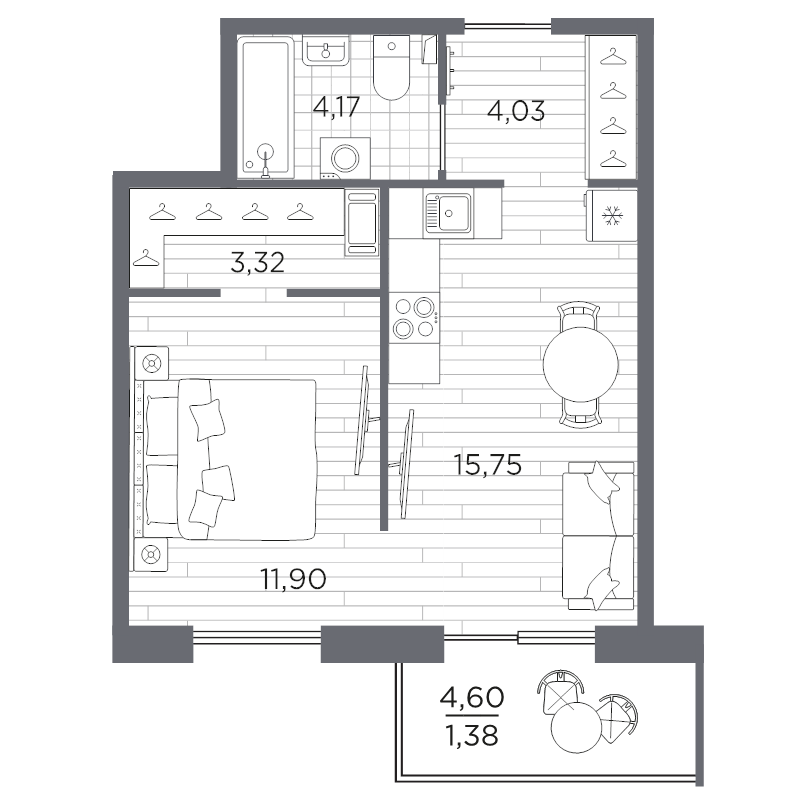 2 ккв (Евро) 40,6 м²