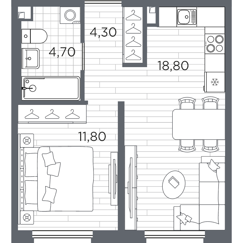 2 ккв (Евро) 39,6 м²