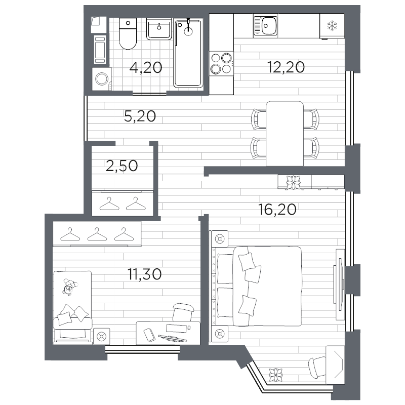2 ккв 51,6 м²