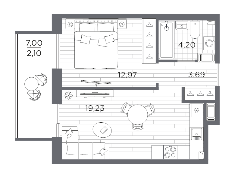 2 ккв (Евро) 42,2 м²