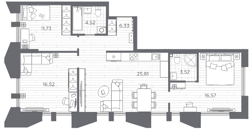 4 ккв (Евро) 85 м²