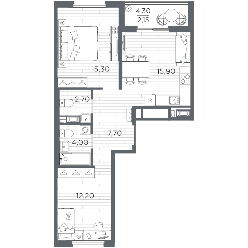 3 ккв (Евро) 60 м²