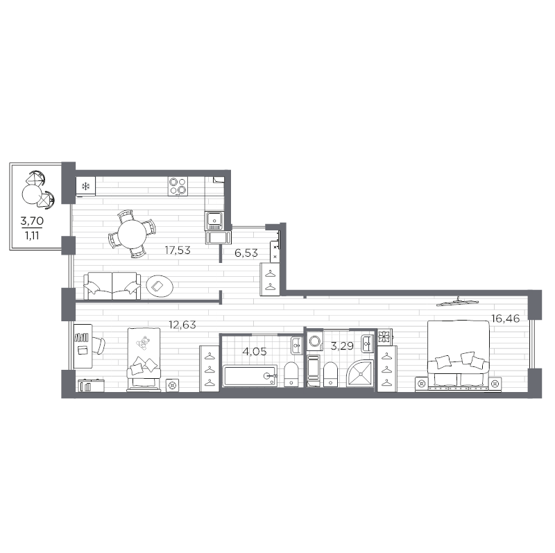3 ккв (Евро) 61,6 м²