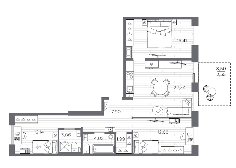 4 ккв (Евро) 82,3 м²
