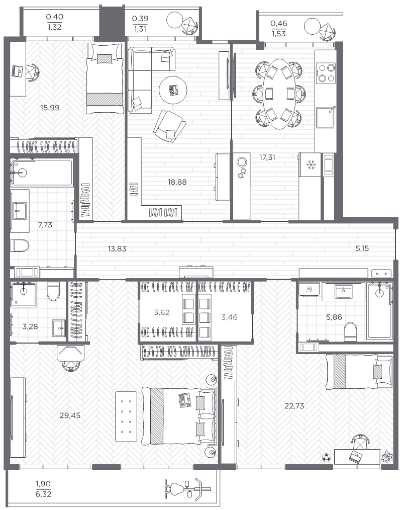 5 ккв (Евро) 150,8 м²