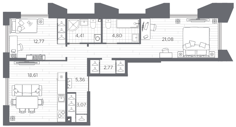 3 ккв (Евро) 72,9 м²