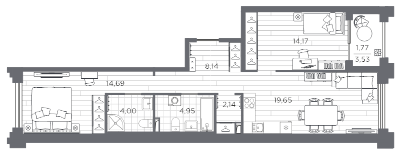 3 ккв (Евро) 69,5 м²