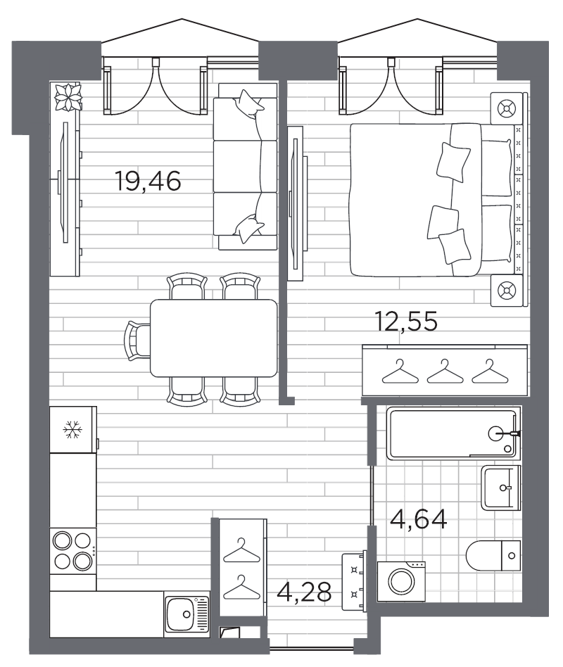 2 ккв (Евро) 40,9 м²