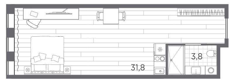 Студия 35,6 м²